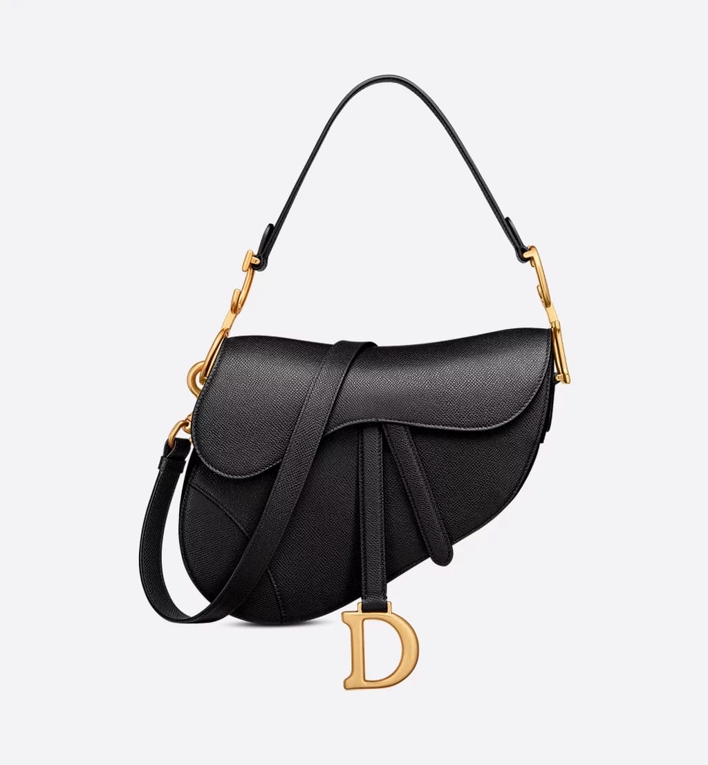 Saddle Bag with Strap in Black Grained Calfskin, P265,000, DIOR, dior.com
